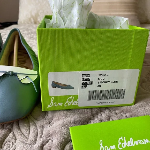 Sam Edelman Meg Ballet Flat Leather Blue Size 8.5 New - Picture 5 of 7